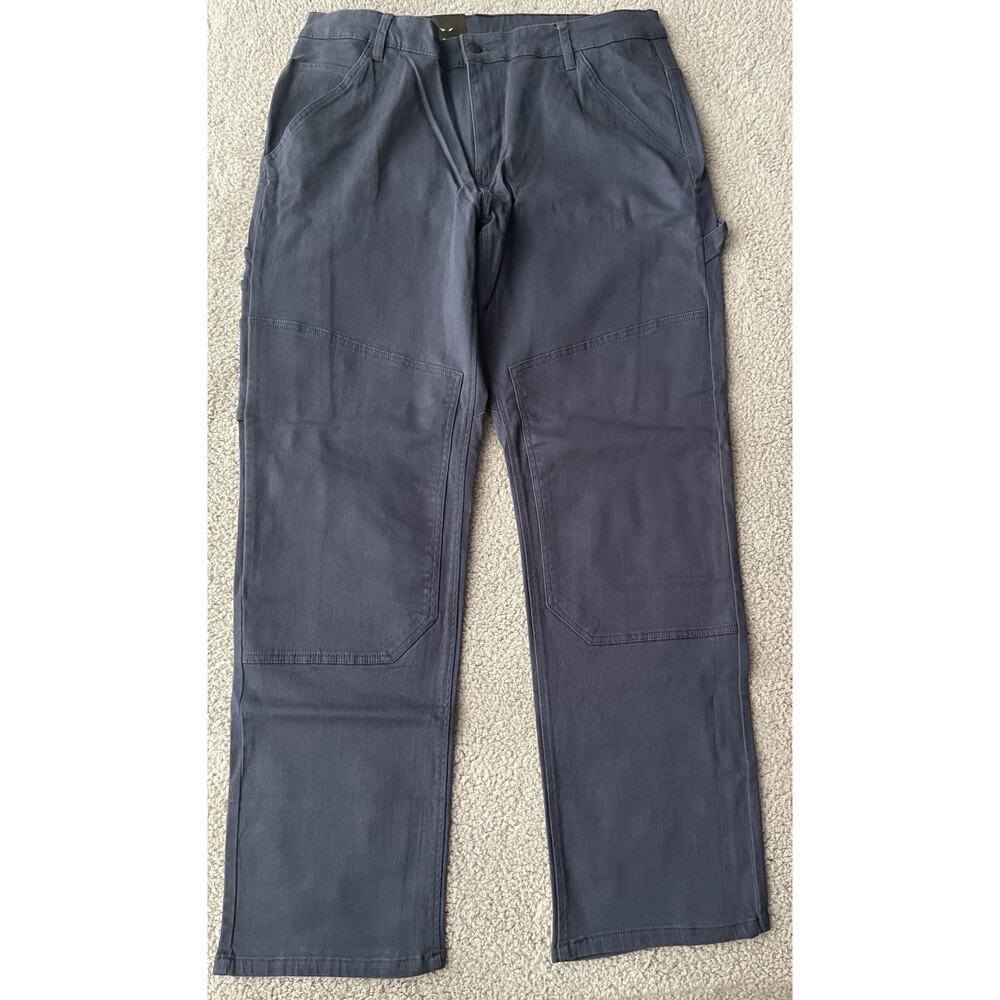CAT CATERPILLAR Blue Double Knee Carpenter Work Pants Mens Size 38x34 New